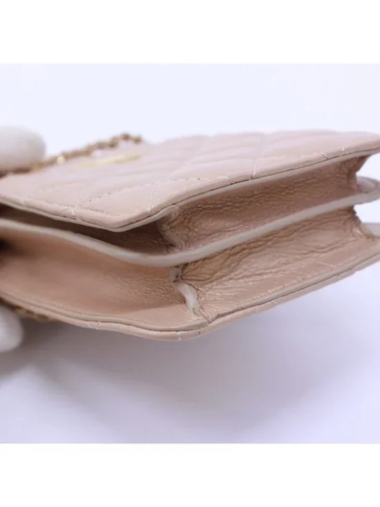 Chanel Chain Shoulder Bag Leather Beige - Picture 7 of 10